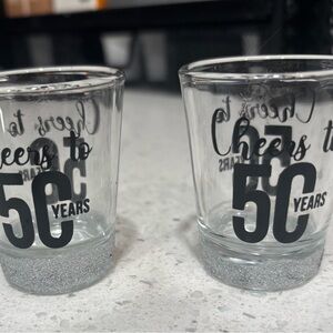 Cheers to 50 Years Shot Glasses with Glitter Base